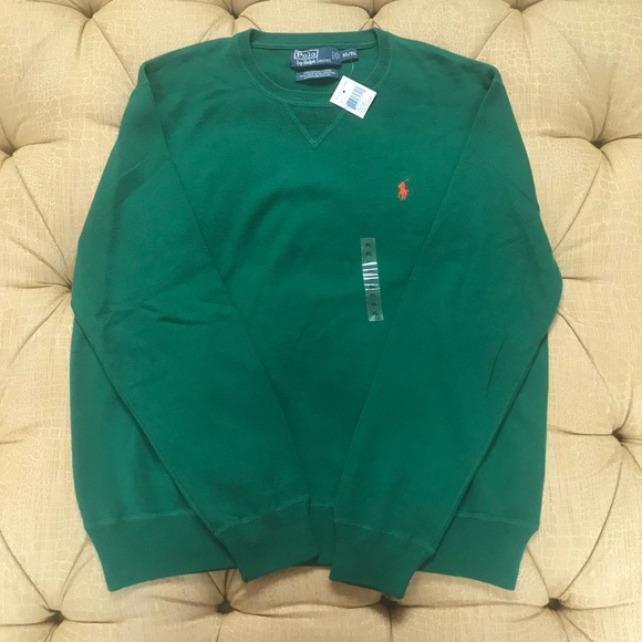 Polo Ralph Lauren Navy Blue Crewneck Sweater Green Pony NWT
